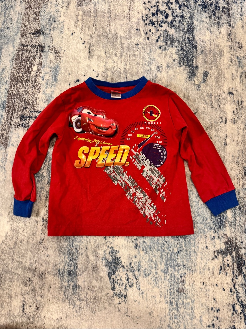 Disney Red Lightning McQueen 'Speed' Long-Sleeve Tee with Blue Trim